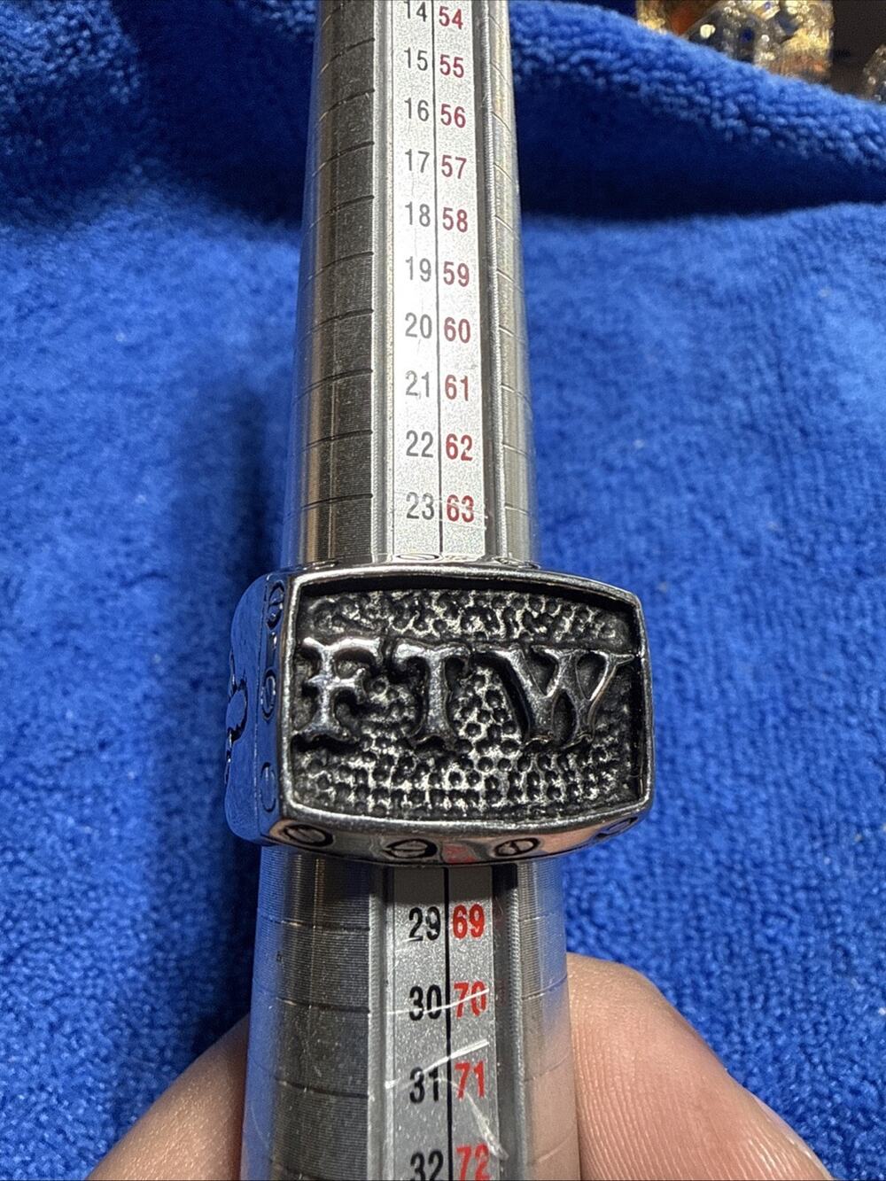 FTW Mens Stainless Steel Gothic Biker Ring Skeleton Hand Sz 11.5 25 Grams!
